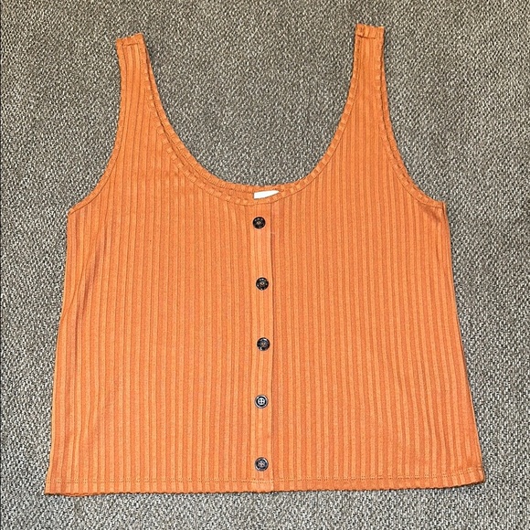H&M Orange Ribbed Tank Top with Buttons - Picture 1 of 5